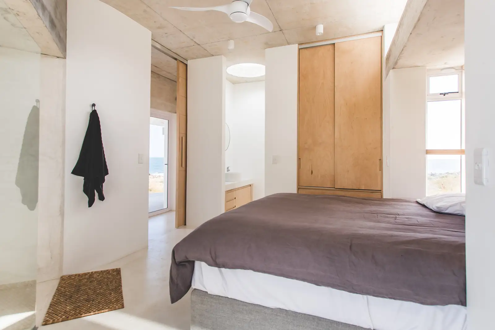 Bedroom with built-in plywood cupboards