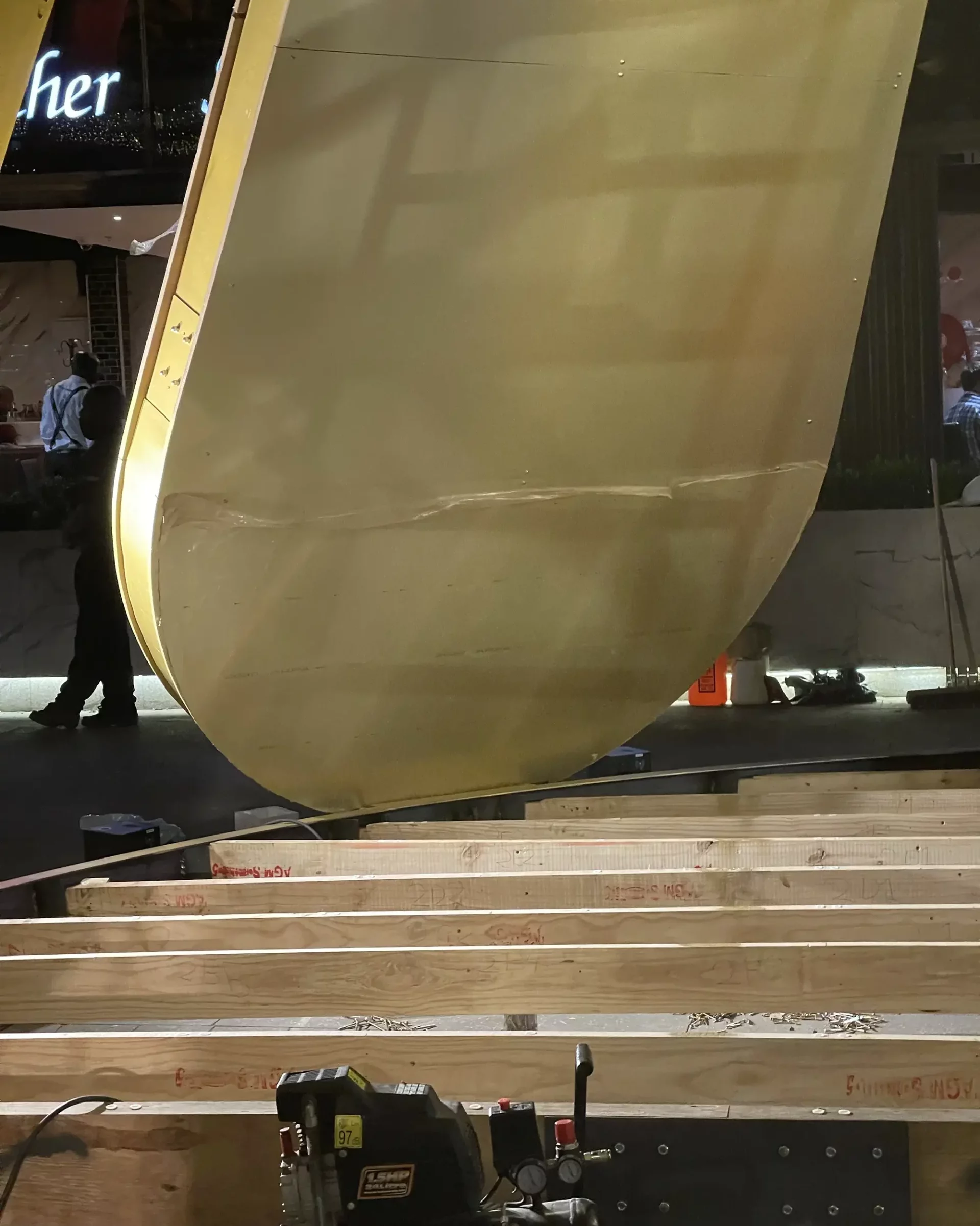 Detail of the gold cladding panels